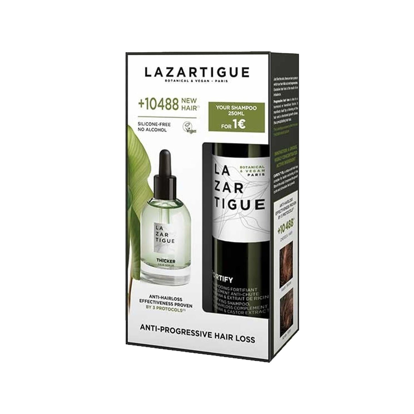 Lazartigue Thicker Hair Loss Shampoo & Serum Set, two-bottle box with dropper serum on Tampa Home & Garden Store