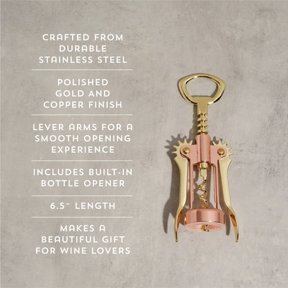 Premium Copper and Gold Winged Corkscrew Set