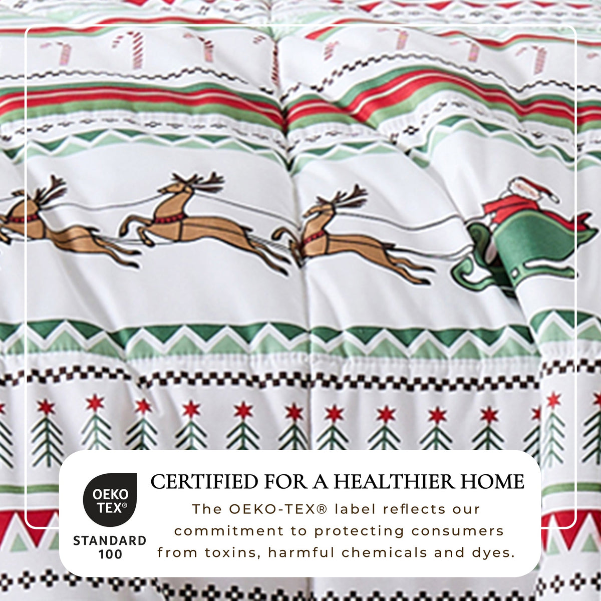 Reversible Christmas Comforter & Sham Set with reindeer motif by Great Bay Home Odette Collection on Tampa Home & Garden Store