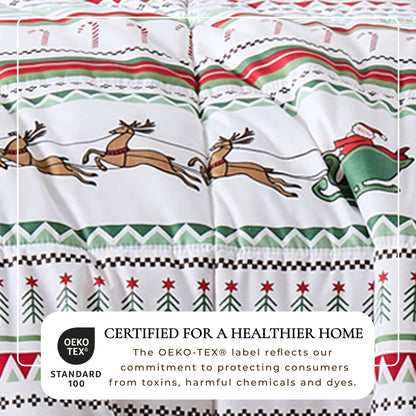 Reversible Christmas Comforter & Sham Set with reindeer motif by Great Bay Home Odette Collection on Tampa Home & Garden Store