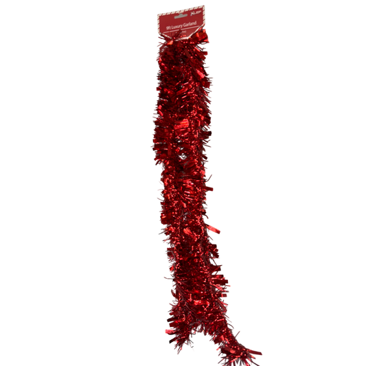 9 Foot Luxury Garland - Red - Tampa Home & Garden Store