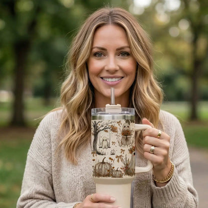 Boho Spooks 40oz Tumbler for Fall Ghosts and Bows