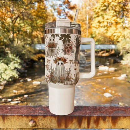 Boho Spooks 40oz Tumbler for Fall Ghosts and Bows