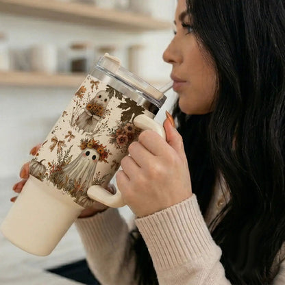 Boho Spooks 40oz Tumbler for Fall Ghosts and Bows