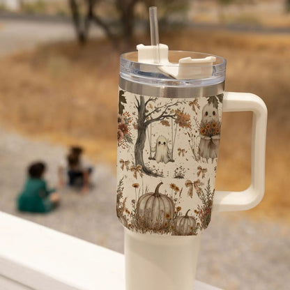 Boho Spooks 40oz Tumbler for Fall Ghosts and Bows