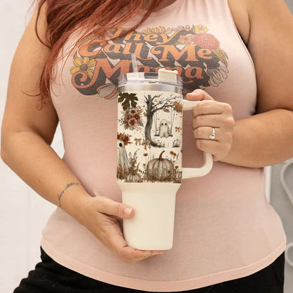 Boho Spooks 40oz Tumbler for Fall Ghosts and Bows