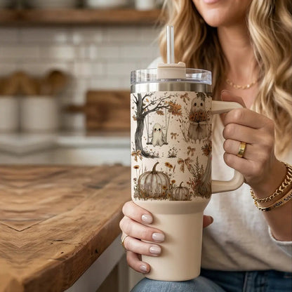 Boho Spooks 40oz Tumbler for Fall Ghosts and Bows