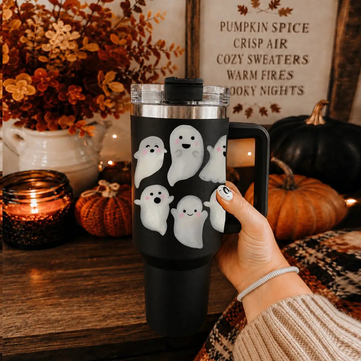 Ghosts 40oz Tumbler for Spooky Season Fun