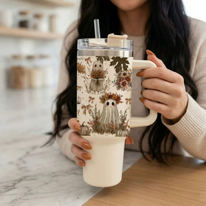 Boho Spooks 40oz Tumbler for Fall Ghosts and Bows