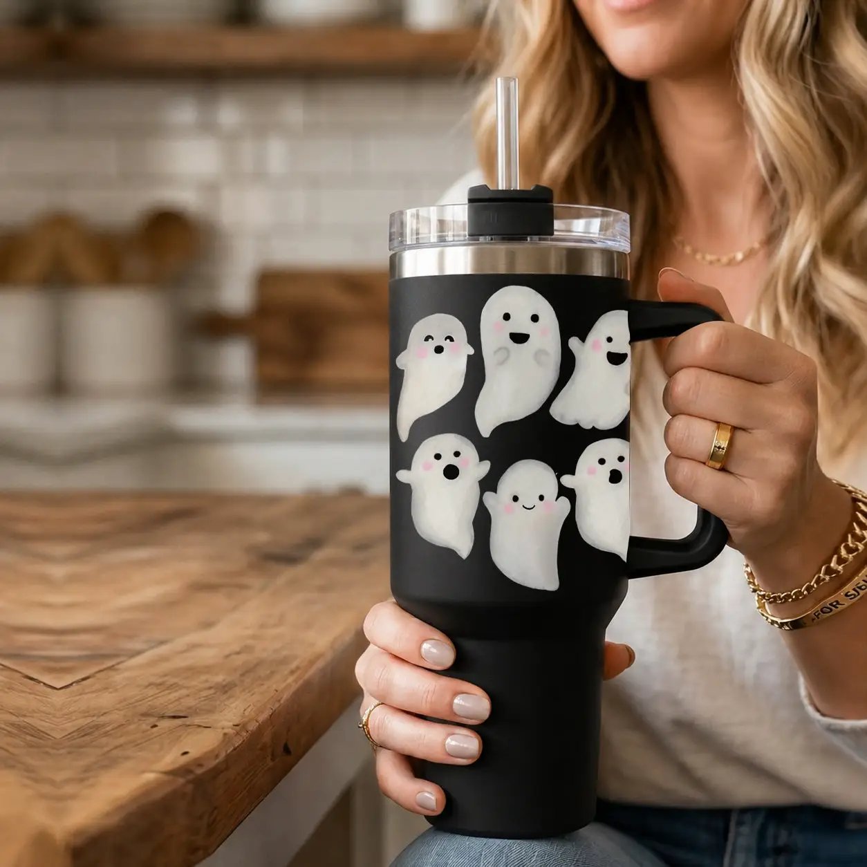 Ghosts 40oz Tumbler for Spooky Season Fun