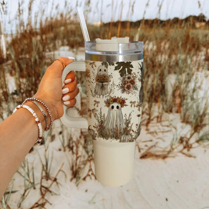 Boho Spooks 40oz Tumbler for Fall Ghosts and Bows