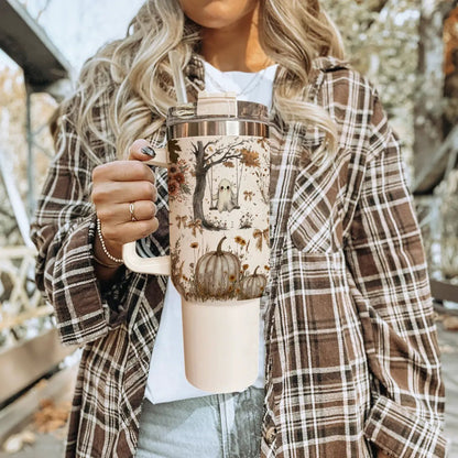 Boho Spooks 40oz Tumbler for Fall Ghosts and Bows