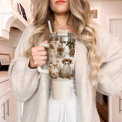 Boho Spooks 40oz Tumbler for Fall Ghosts and Bows