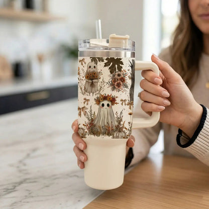 Boho Spooks 40oz Tumbler for Fall Ghosts and Bows