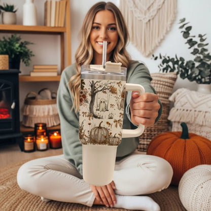Boho Spooks 40oz Tumbler for Fall Ghosts and Bows