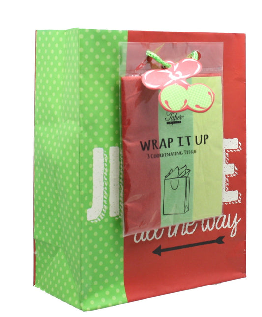 Jingle All The Way Gift Bag With Tissue - Tampa Home & Garden Store