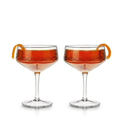 Lead Free Crystal Coupe Glasses and Cocktail Set