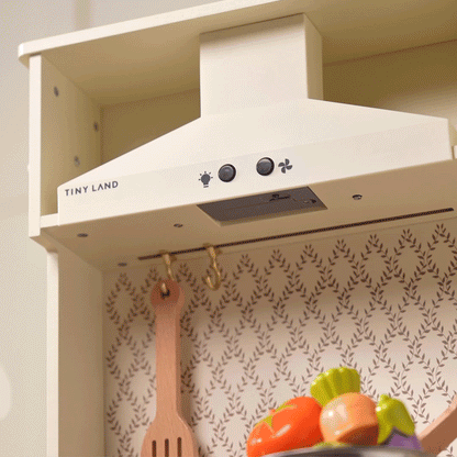 Tiny Land PopJoy Play Kitchen white hood with wooden spatula and hooks by Tiny Land INC on Tampa Home & Garden Store
