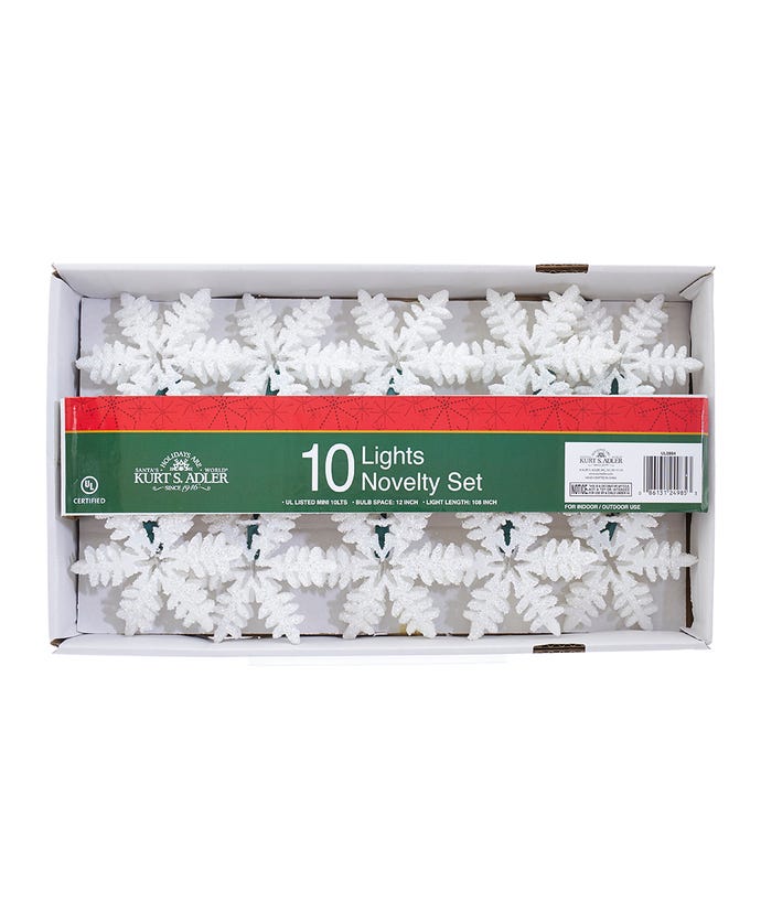 Juego de luces de copo de nieve blanco de 10 luces