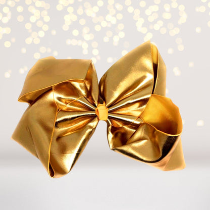 Vegas or Casino Themed Sleepover Birthday Party Kit gold metallic bow close-up on Tampa Home & Garden Store