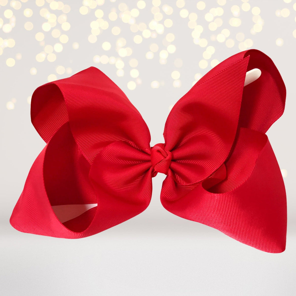 Girls 8 Inch Wide Basic Hair Bow on Alligator Clip red grosgrain ribbon on Tampa Home & Garden Store