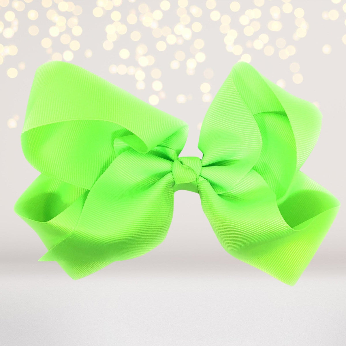 Girls 8 Inch Wide Basic Hair Bow on Alligator Clip neon lime green ribbon on Tampa Home & Garden Store