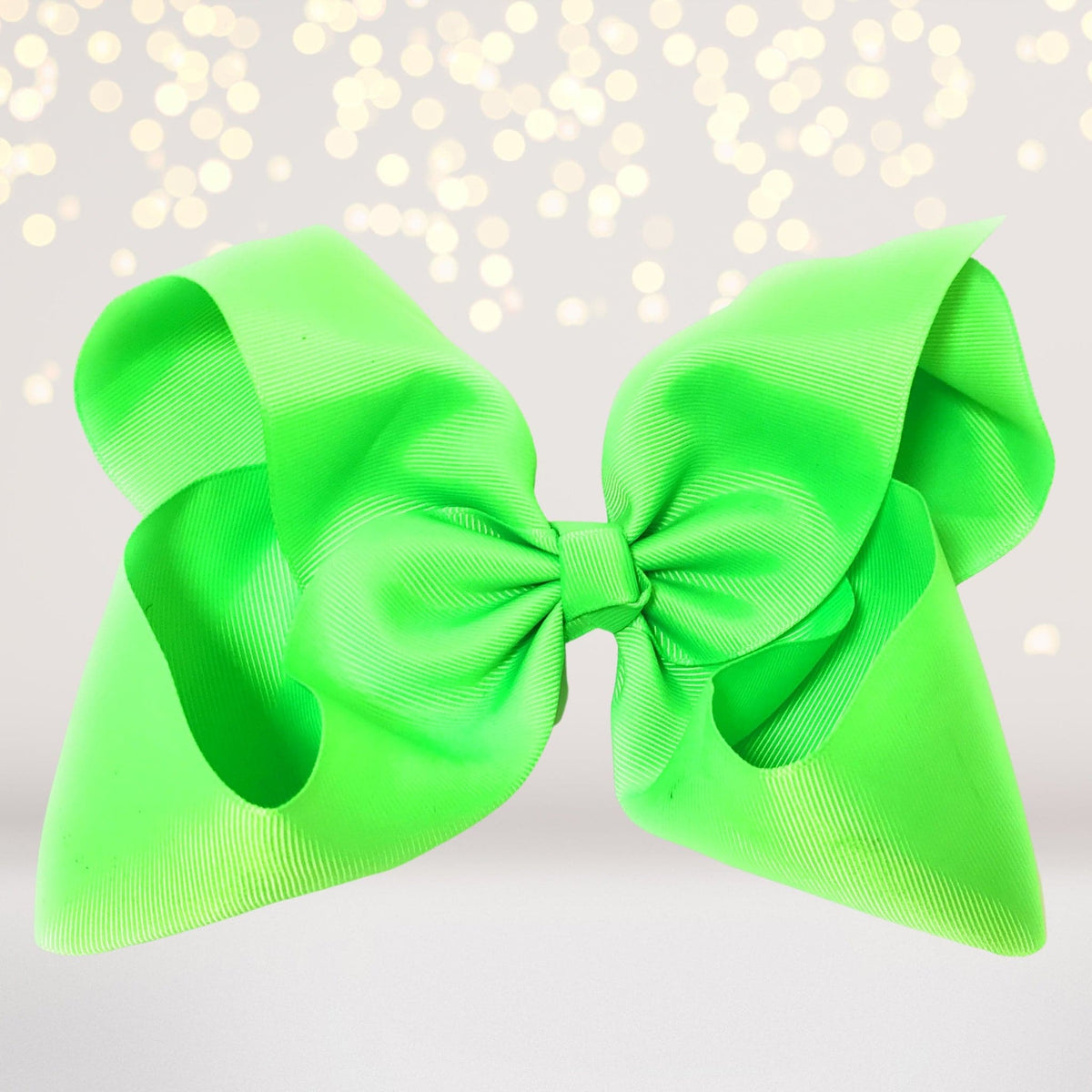 Girls 8 Inch Wide Basic Hair Bow on Alligator Clip neon green grosgrain ribbon on Tampa Home & Garden Store