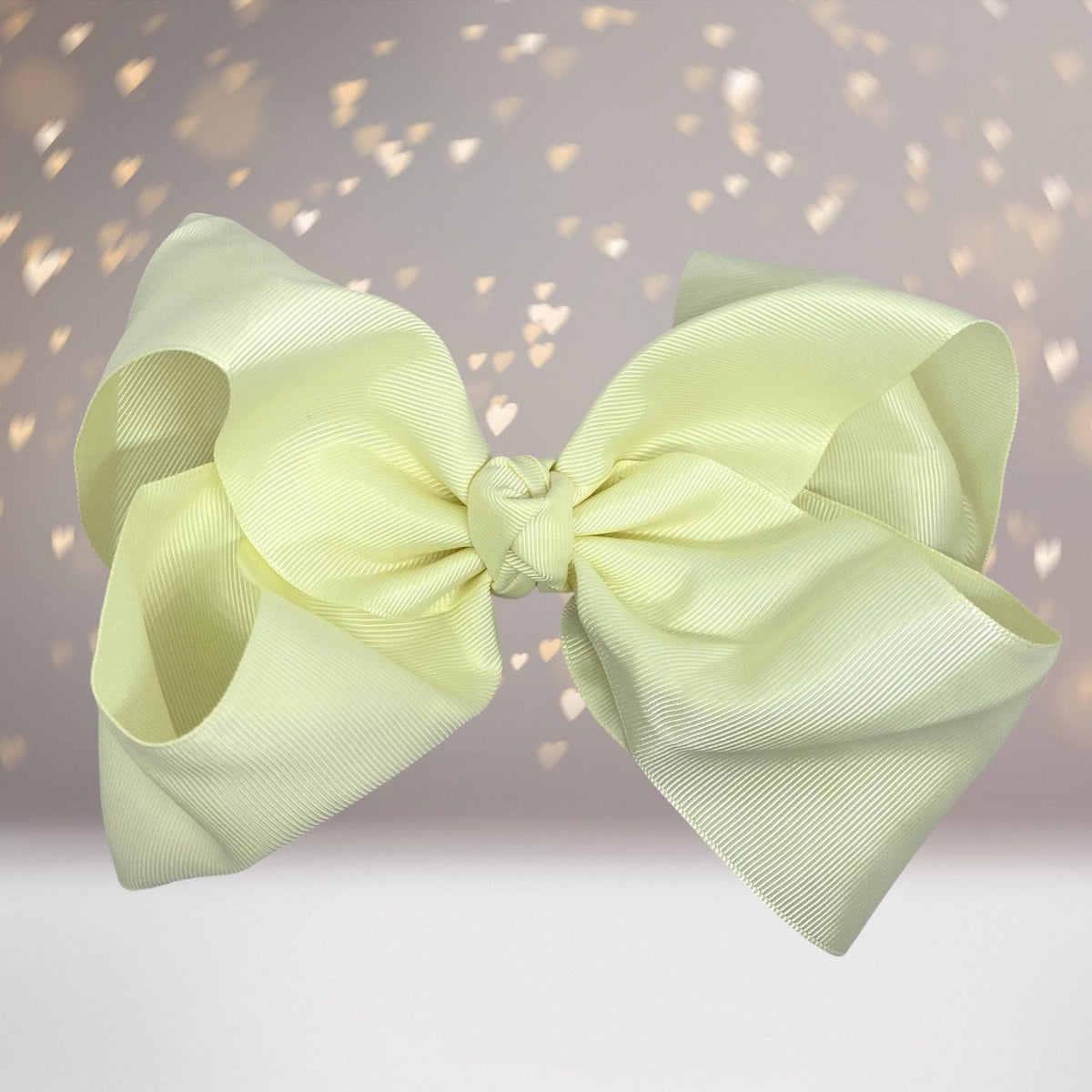 Girls 8 Inch Wide Basic Hair Bow on Alligator Clip pastel lime green grosgrain ribbon on Tampa Home & Garden Store