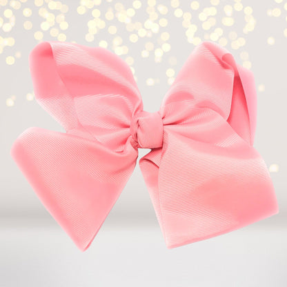 Girls 8 Inch Wide Basic Hair Bow on Alligator Clip pink satin bow by Chicky Chicky Bling Bling on Tampa Home & Garden Store