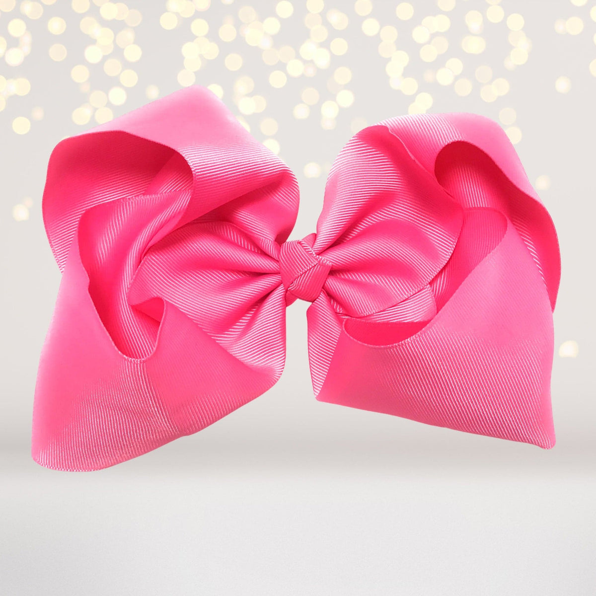Girls 8 Inch Wide Basic Hair Bow on Alligator Clip in bright pink grosgrain ribbon on Tampa Home & Garden Store
