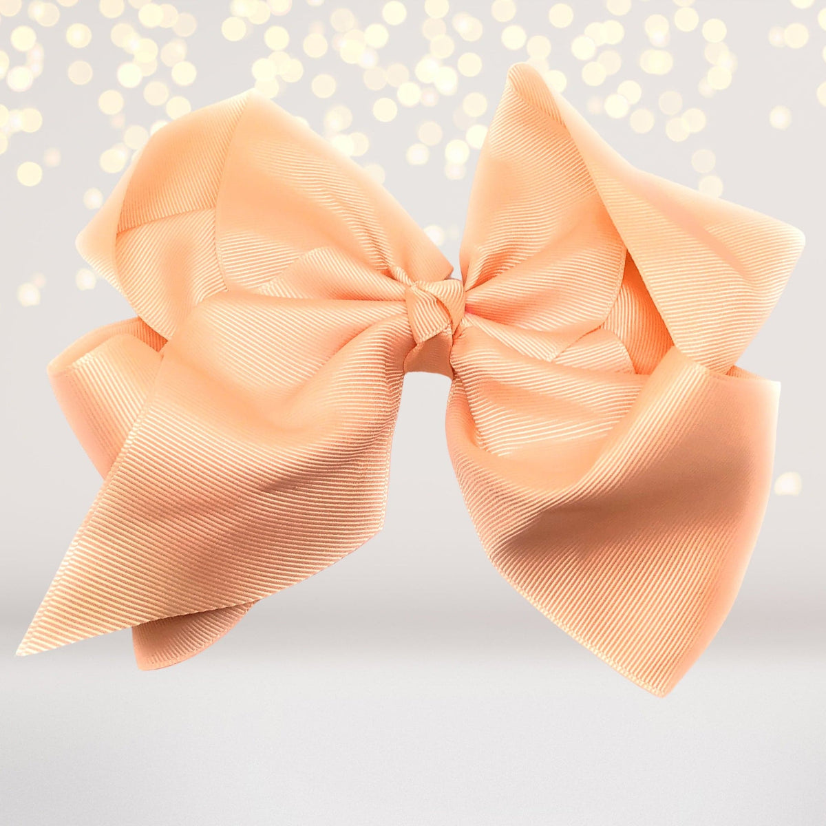 Girls 8 Inch Wide Basic Hair Bow on Alligator Clip peach satin by Chicky Chicky Bling Bling on Tampa Home & Garden Store