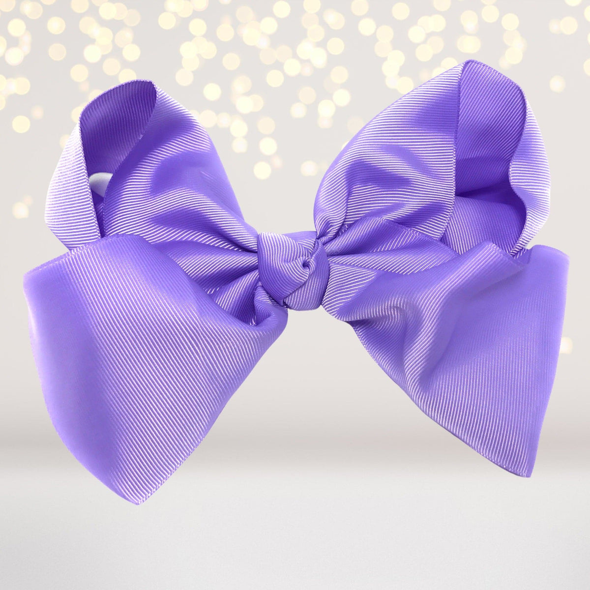 Girls 8 Inch Wide Basic Hair Bow on Alligator Clip, purple satin ribbon on Tampa Home & Garden Store