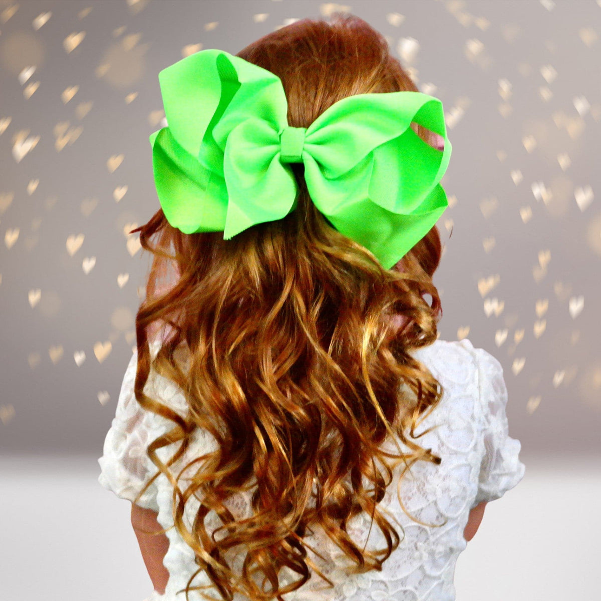 Girls 8 Inch Wide Basic Hair Bow on Alligator Clip neon green by Chicky Chicky Bling Bling on Tampa Home & Garden Store