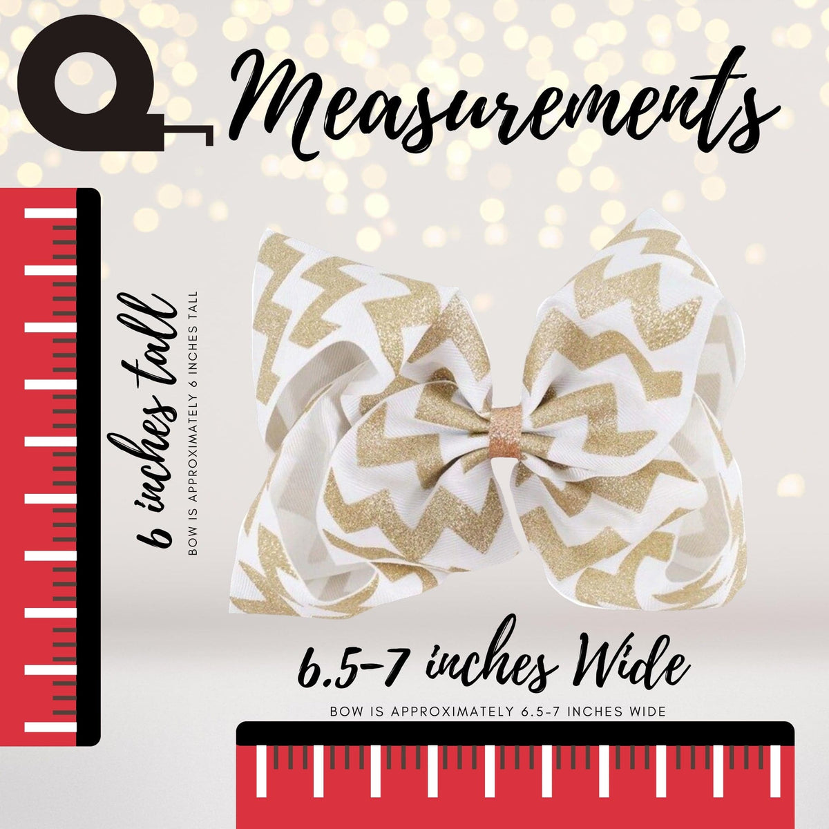 Hair bows set of 3 white and gold glitter chevron bows by Chicky Chicky Bling Bling on Tampa Home & Garden Store