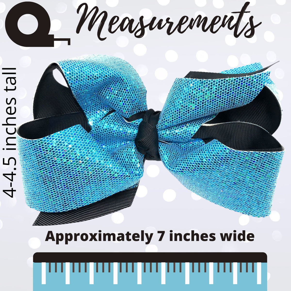 Hair Bow blue glitter mesh with black grosgrain ribbons, 2 pcs by Chicky Chicky Bling Bling on Tampa Home & Garden Store