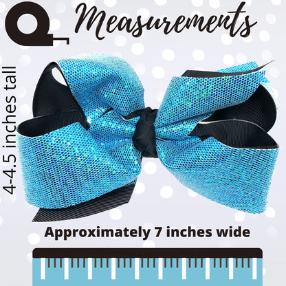 Hair Bow blue glitter mesh with black grosgrain ribbons, 2 pcs by Chicky Chicky Bling Bling on Tampa Home & Garden Store