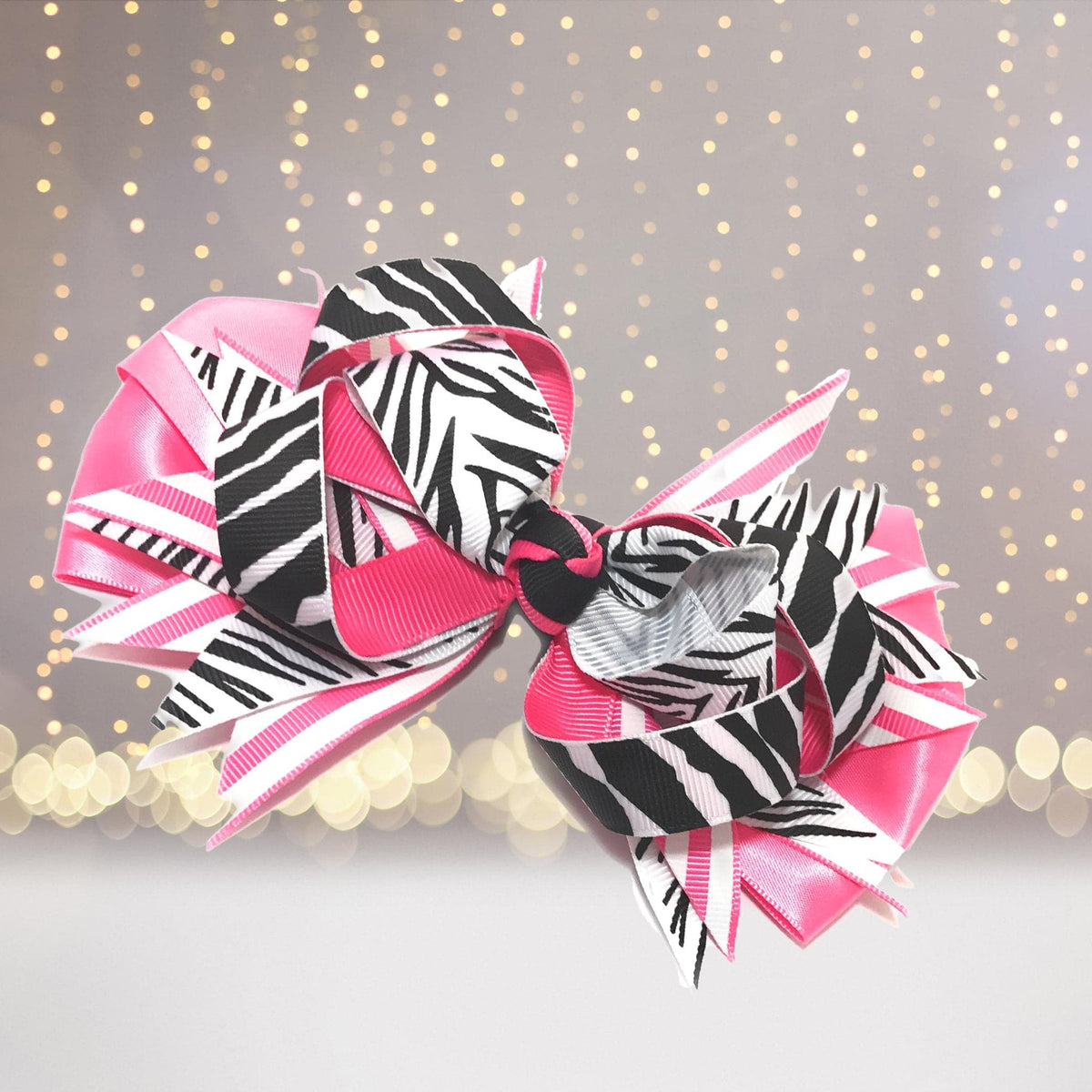 Girls Sassy Zebra Hair Bow with ribbons by Chicky Chicky Bling Bling on Tampa Home & Garden Store