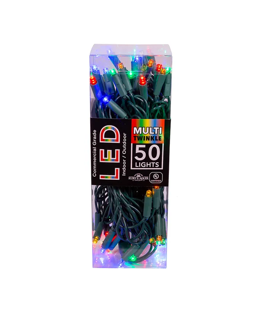 Ensemble de 50 lumières LED multicolores scintillantes de 5 mm, fil vert