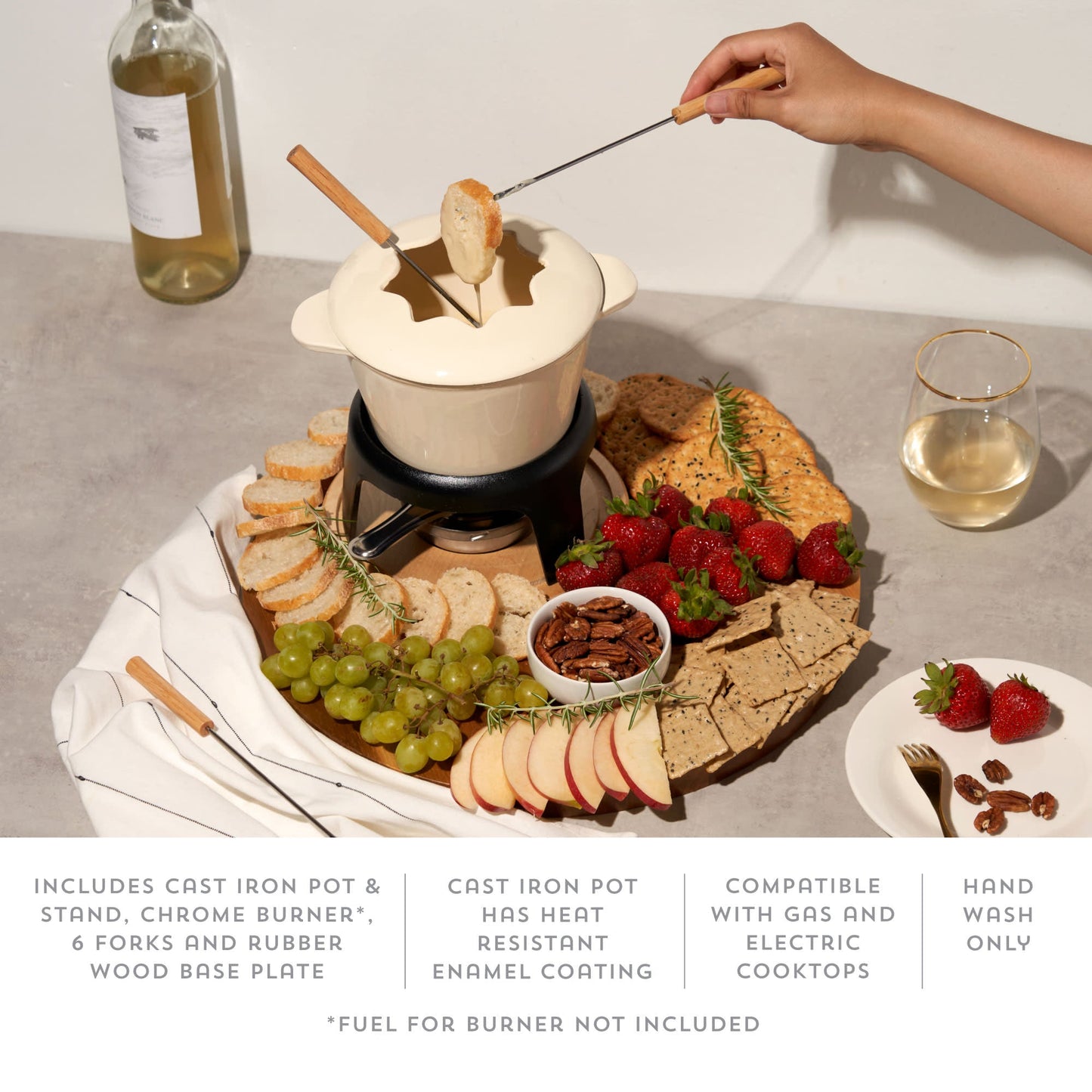 Cast Iron Fondue Set for Cheese and Chocolate