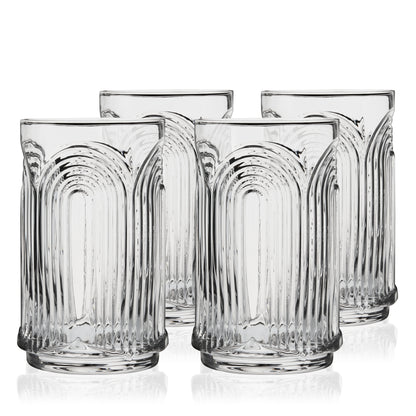 Art Deco Crystal Highball Glasses and Set of 4