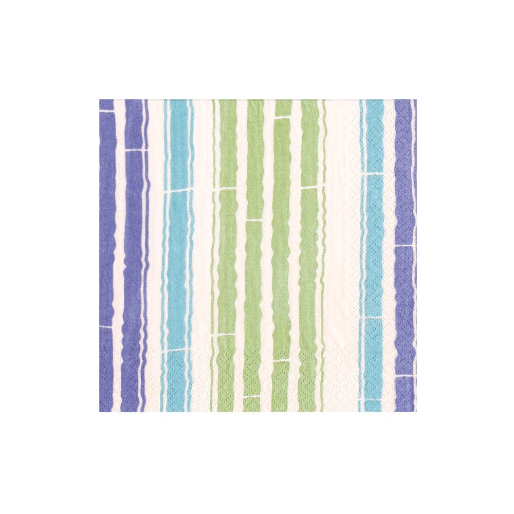 Serviette de cocktail à rayures bambou bleu/vert