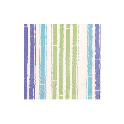 Serviette de cocktail à rayures bambou bleu/vert