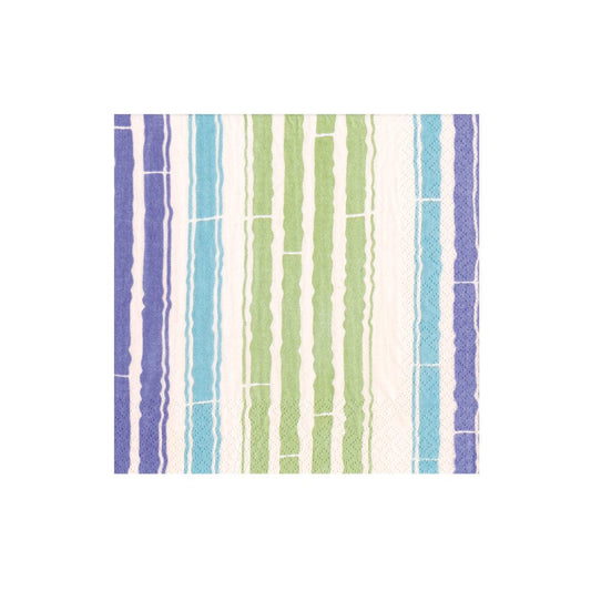 Serviette de cocktail à rayures bambou bleu/vert