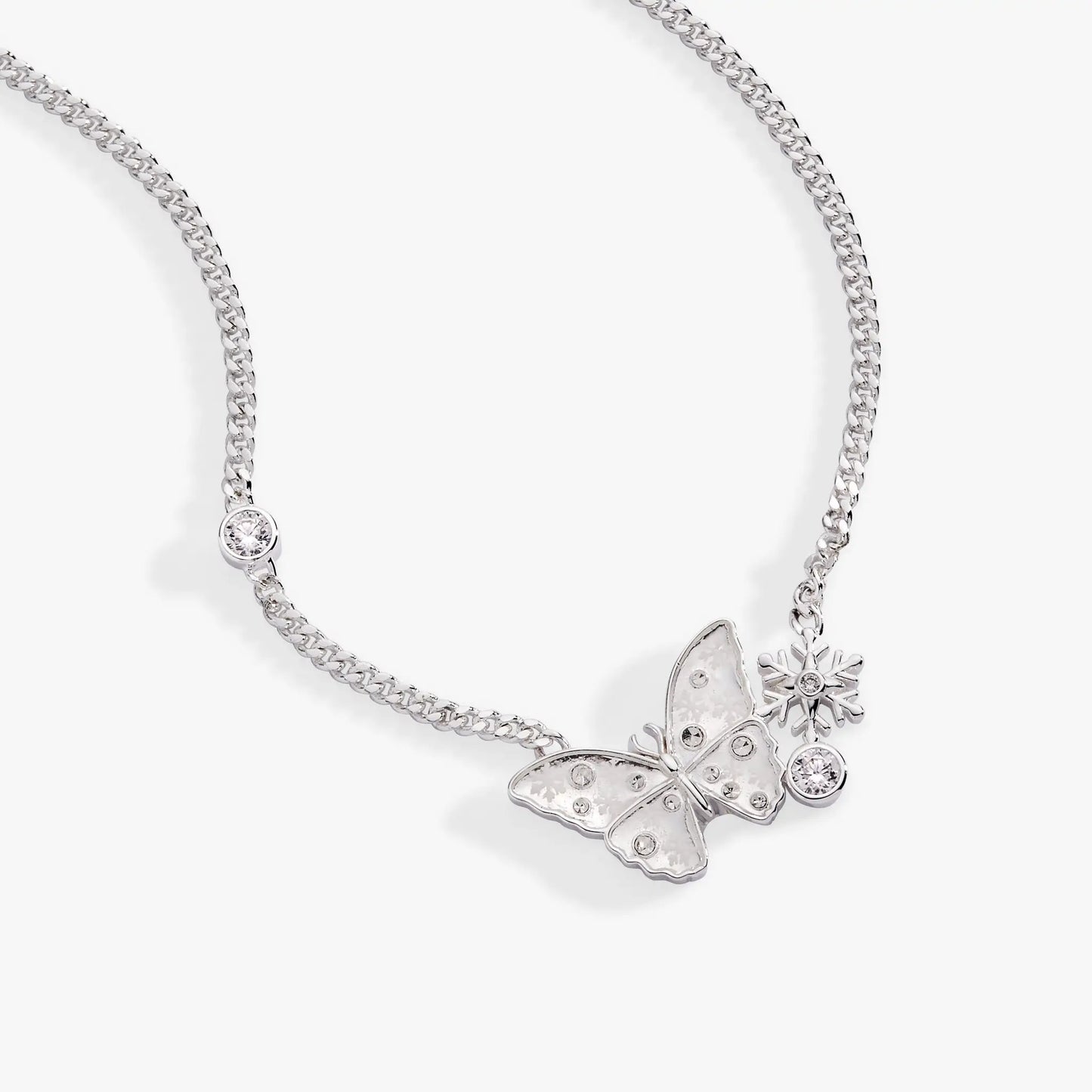 Glass Butterfly Inline Necklace by ALEX AND ANI, silver-tone chain with crystal butterfly pendant on Tampa Home & Garden Store