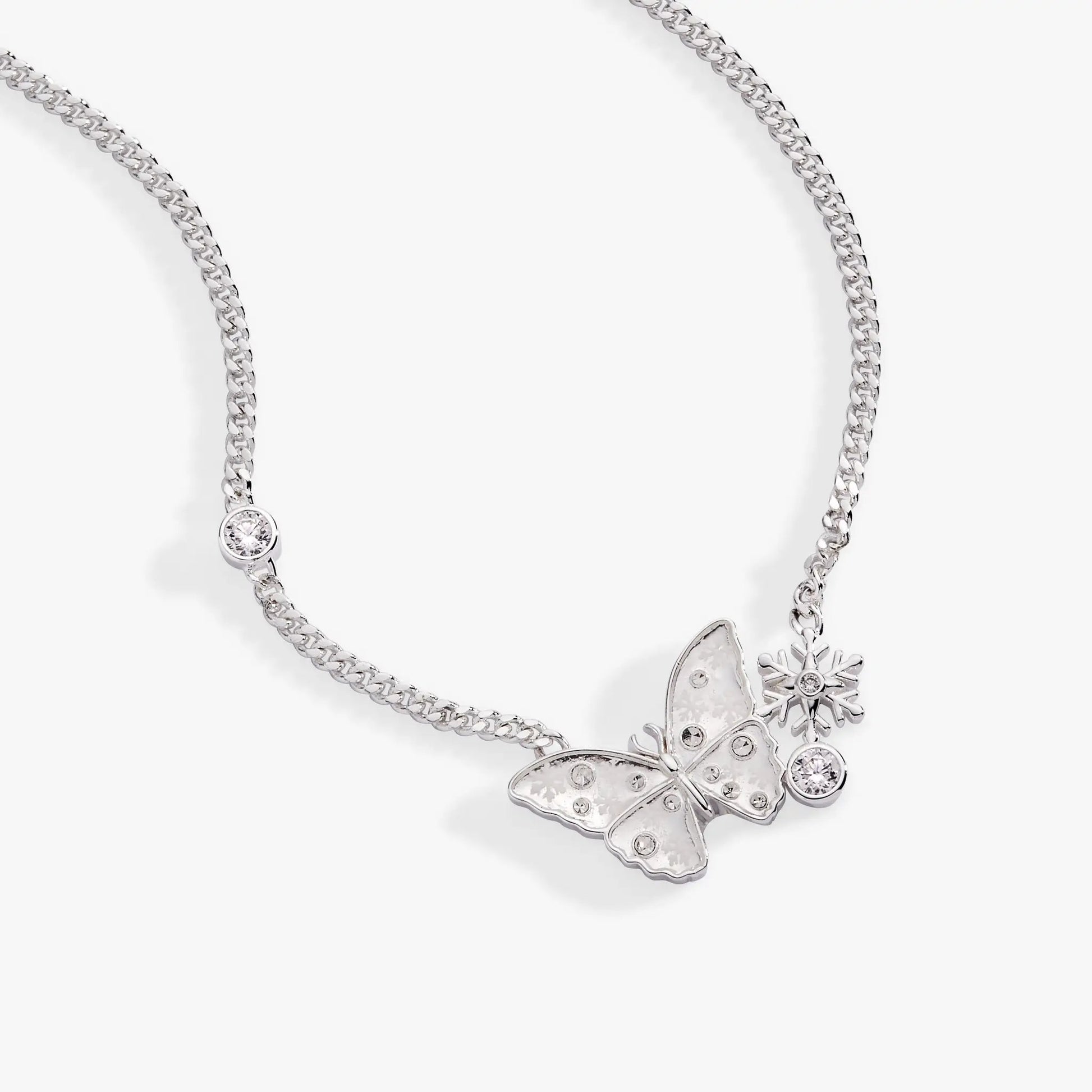 Glass Butterfly Inline Necklace by ALEX AND ANI, silver-tone chain with crystal butterfly pendant on Tampa Home & Garden Store