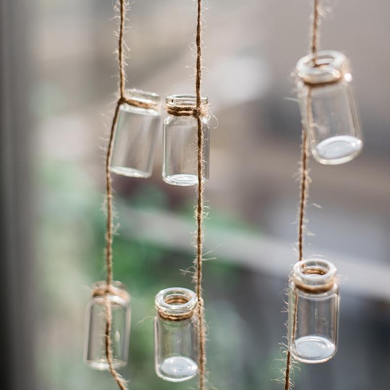 Glass planter rope hanging set of 3 with clear jars on natural jute rope RusticReach on Tampa Home & Garden Store