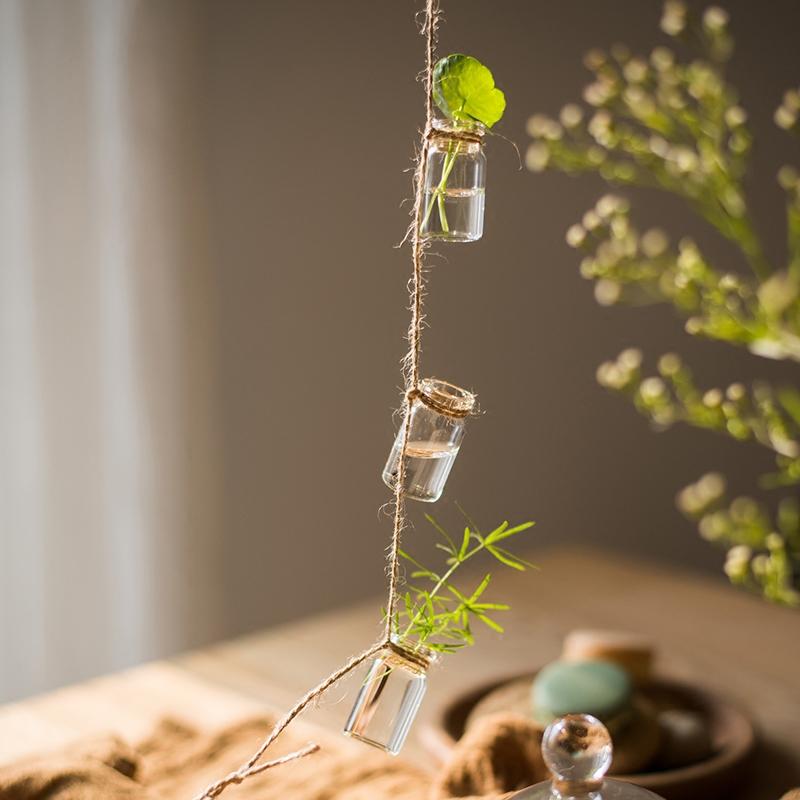 Glass planter rope hanging set of 3 on natural jute rope, 55 inch RusticReach on Tampa Home & Garden Store