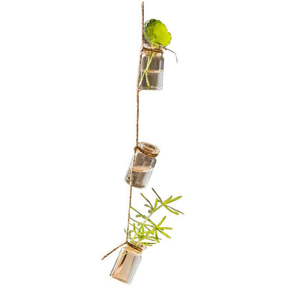 Glass planter rope hanging set of 3 RusticReach, 55-inch long with jars and greenery on Tampa Home & Garden Store