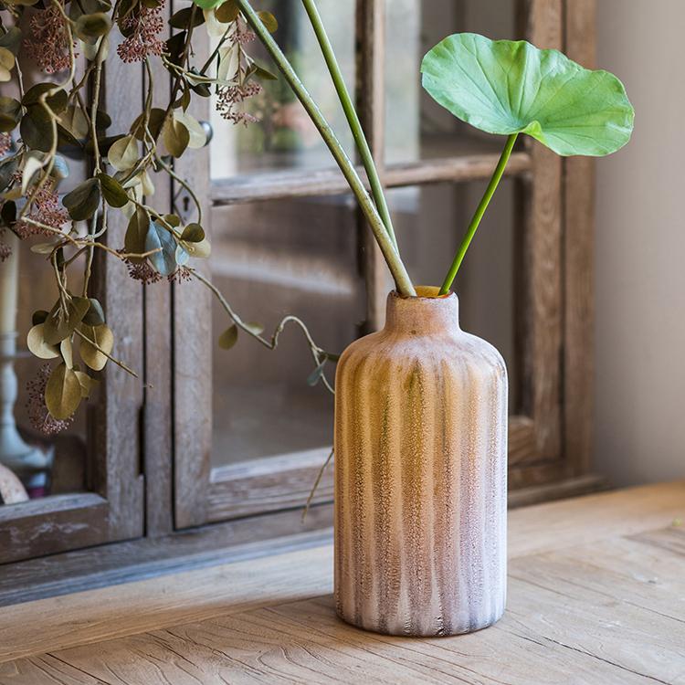Glass Vase Hand Blown Frosted Art Glass with ribbed glaze in warm brown tones by RusticReach on Tampa Home & Garden Store