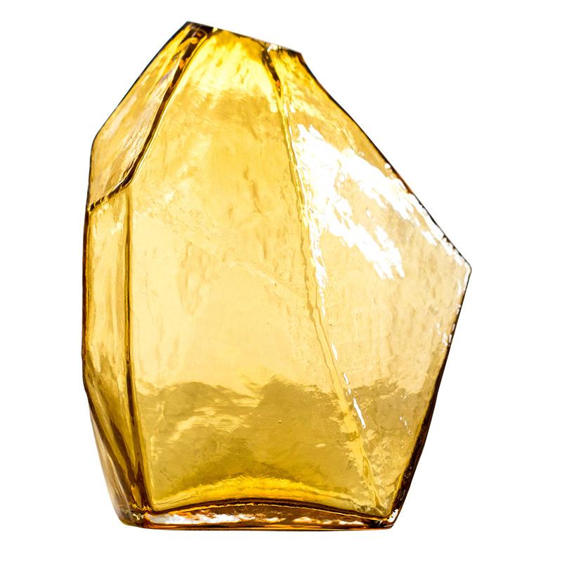 Hand blown amber yellow glass vase geometric shape by RusticReach on Tampa Home & Garden Store